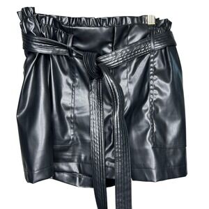 FashionNova faux leather shorts- XL high waisted, belted,‎ elastic waist
